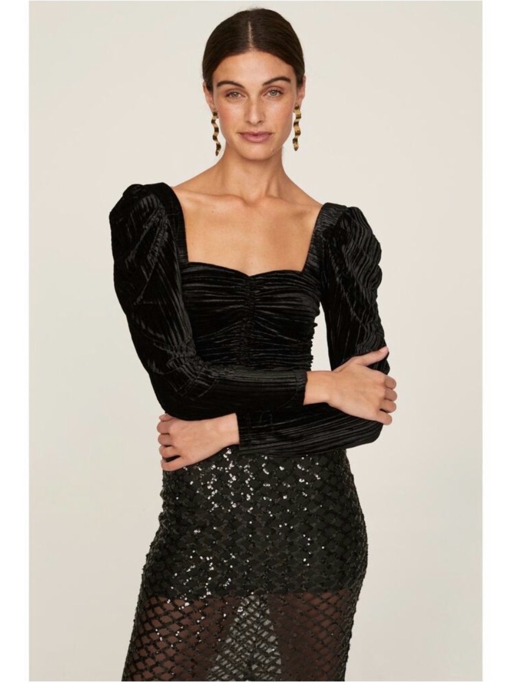 Jonathan Simkhai Valerie Black Velvet Top